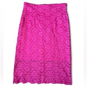 Nicole by Nicole Miller Vibrant Pink Lace Midi Skirt